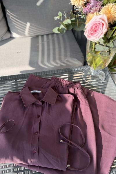 Etekli Modal Takım  Mürdüm