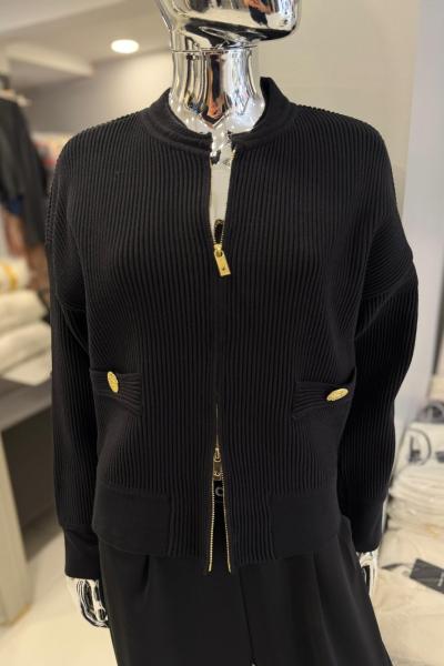 Fermuar detaylı hırka Siyah