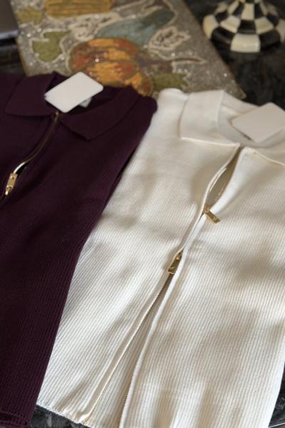 Fermuar detaylı hırka  Beyaz