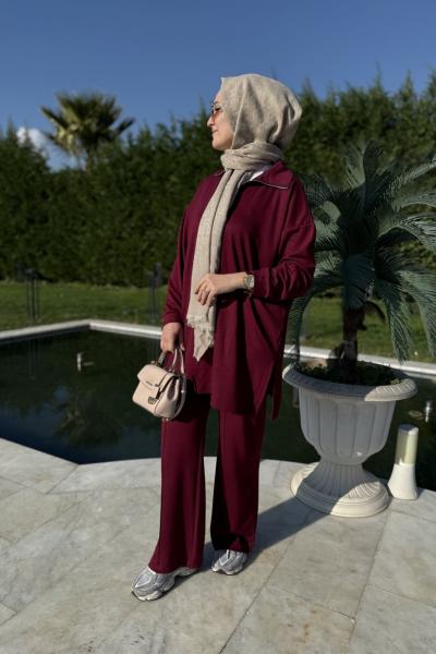 Fermuarlı Oyşo Takım Bordo