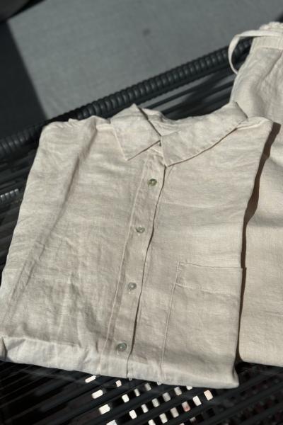 Ham Keten Gömlek  Ekru