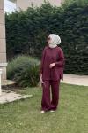 Ham Keten Dikiş Detaylı Gömlek Bordo