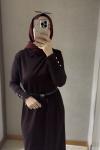 Kemerli merserize elbise  Acı Kahve