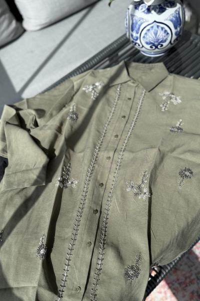 Nakışlı Tensel gömlek Haki