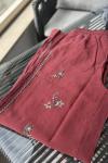 Nakışlı Tensel Pantolon  Bordo