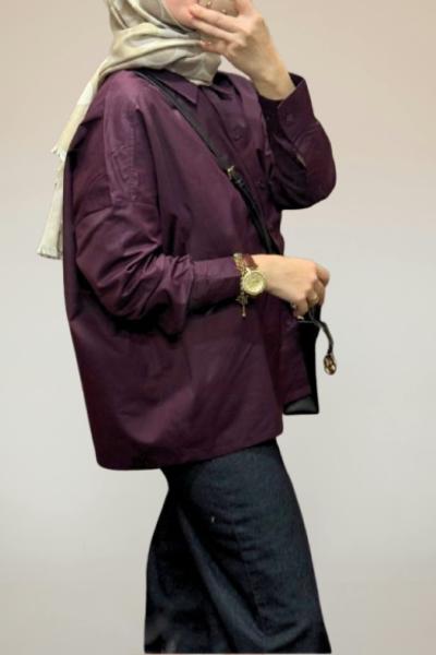 Oversize Poplin Gömlek Bordo